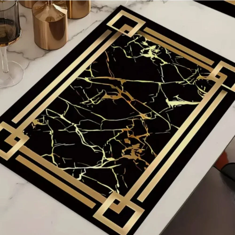 Black Gold Marble Luxury Placemats Set - Picture 2 of 6